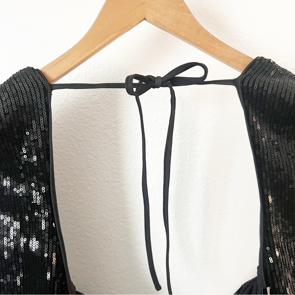 NWOT Michael Costello x Revolve Adrianna Black Sequin Mini Dress - Picture 9 of 9